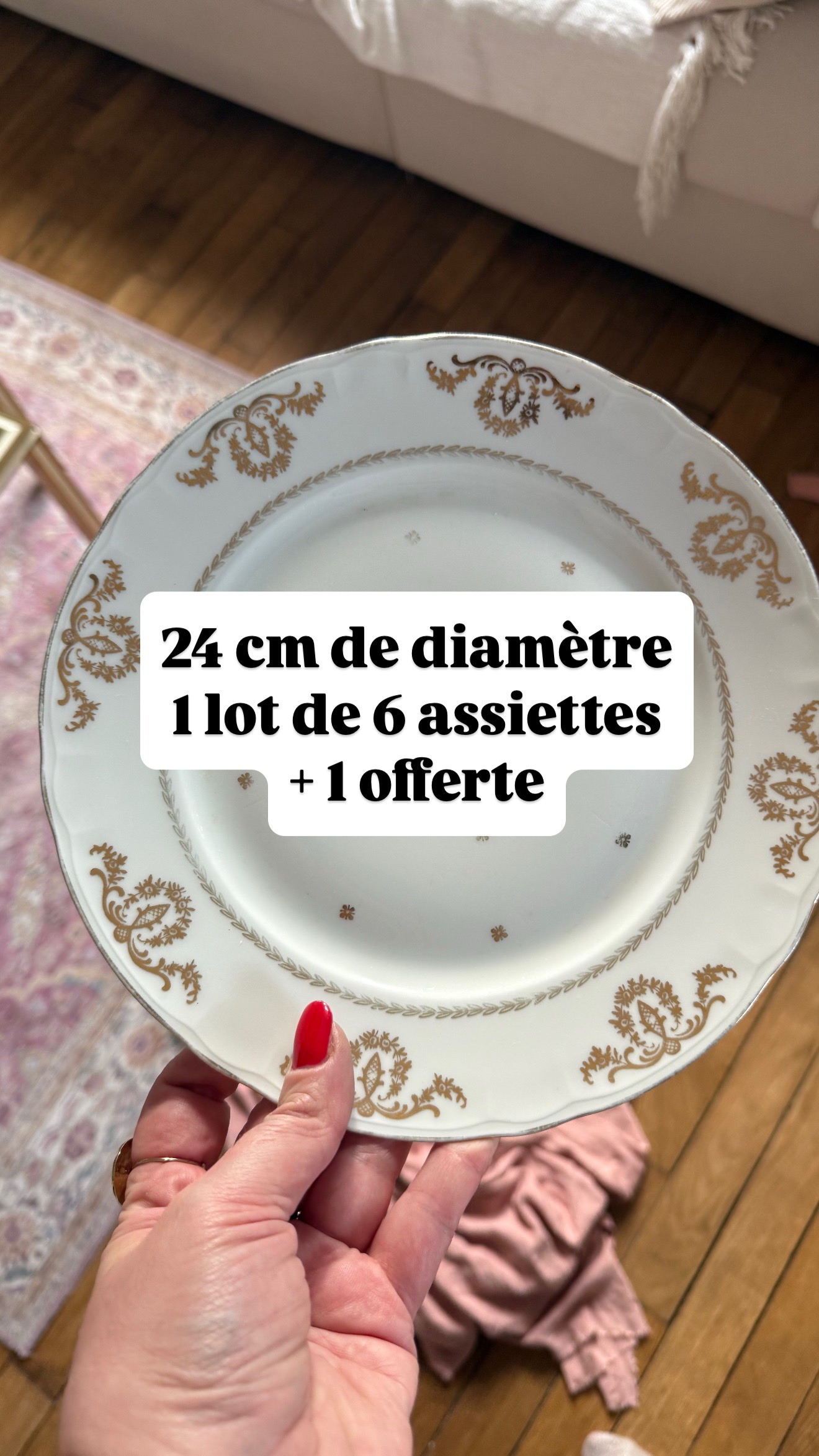 6 assiettes plates dorées Leontine – Image 4