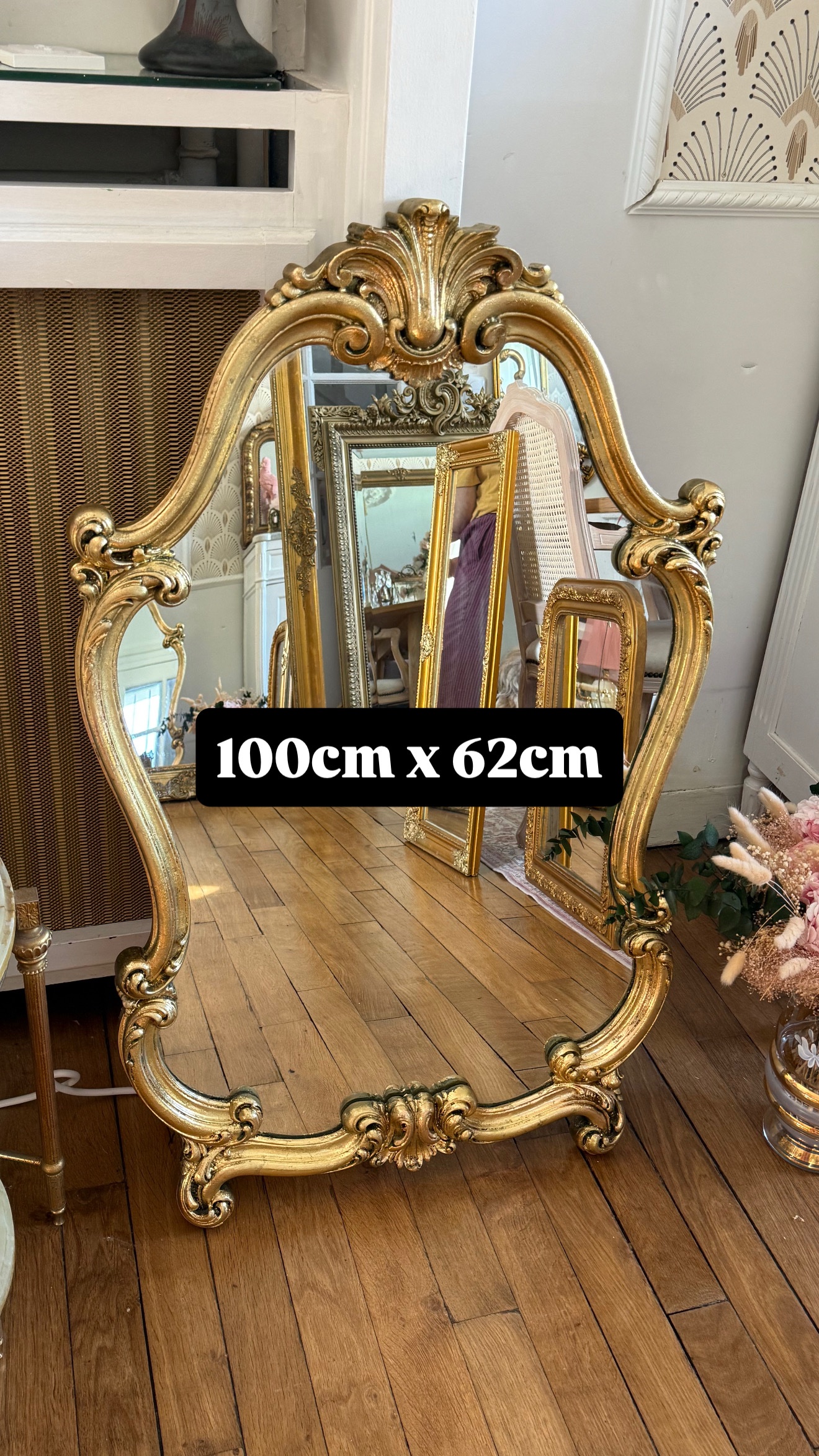 Miroir rocaille doré – Image 2