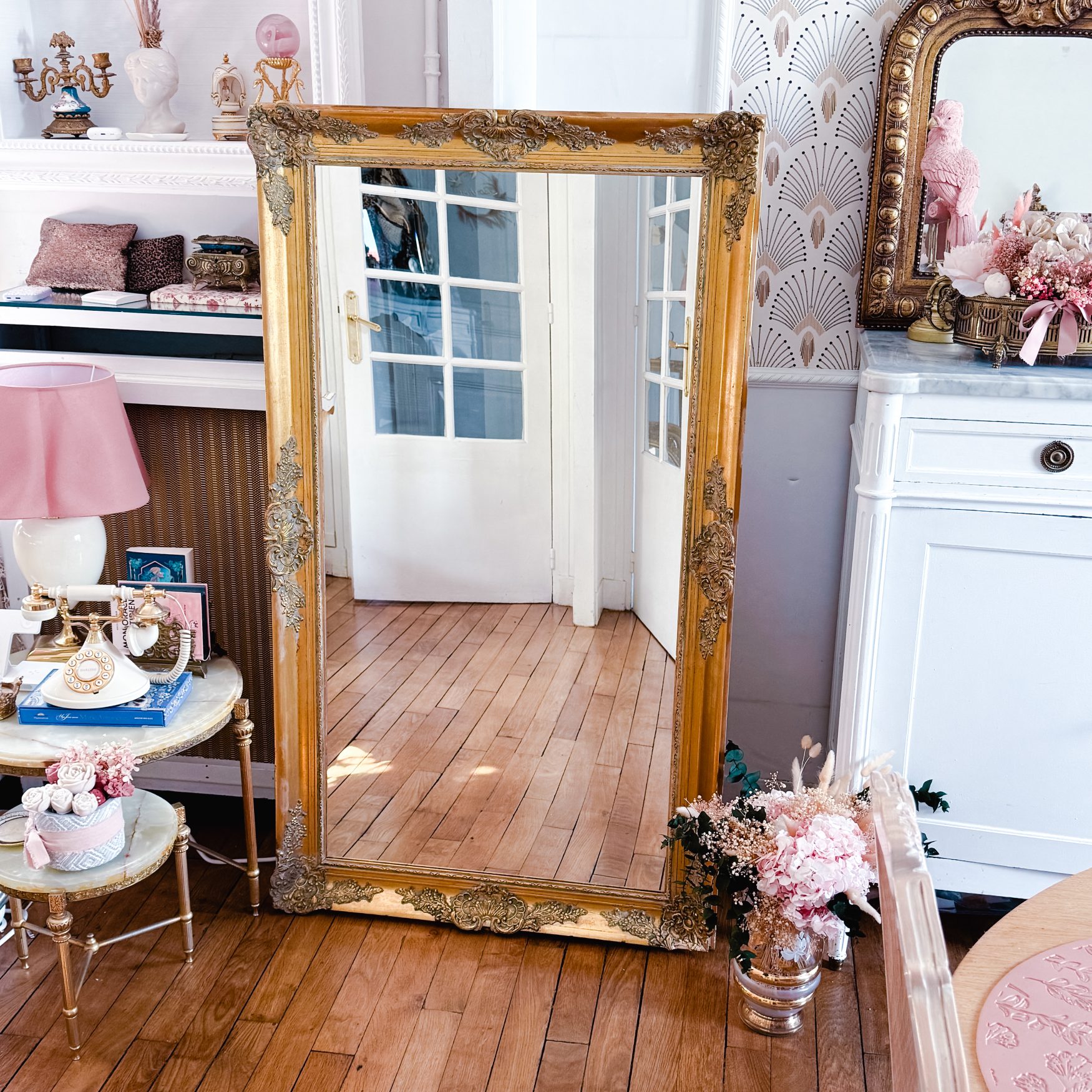 Grand miroir doré