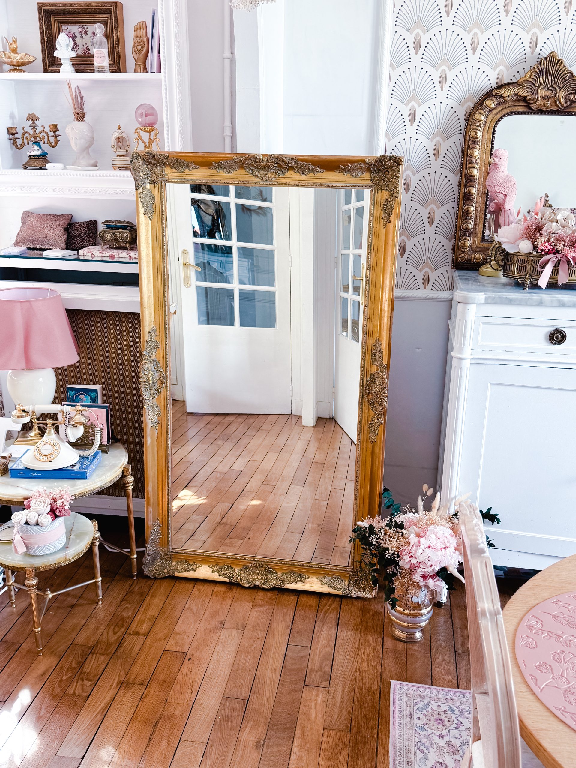Grand miroir doré