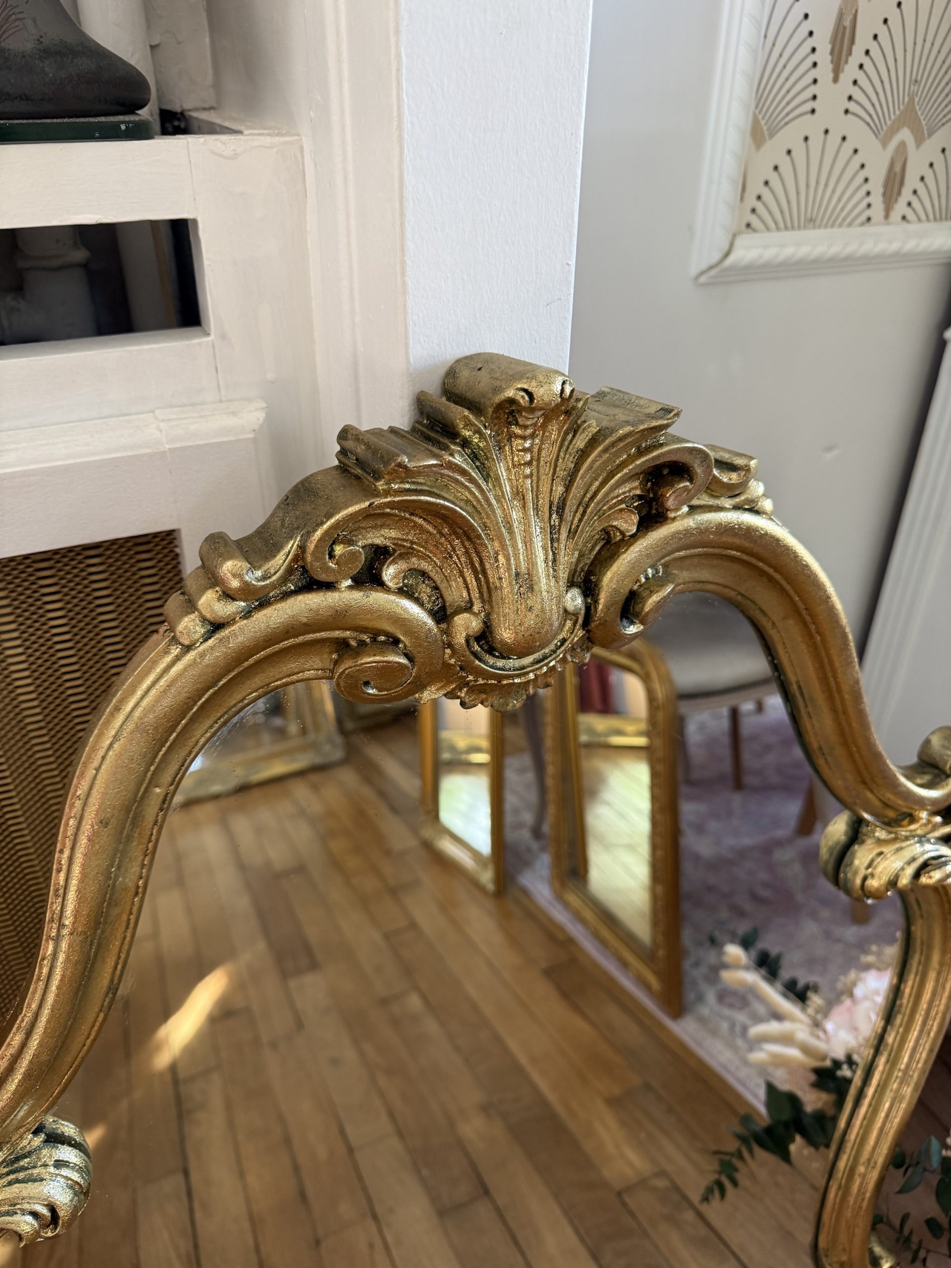 Miroir rocaille doré – Image 9